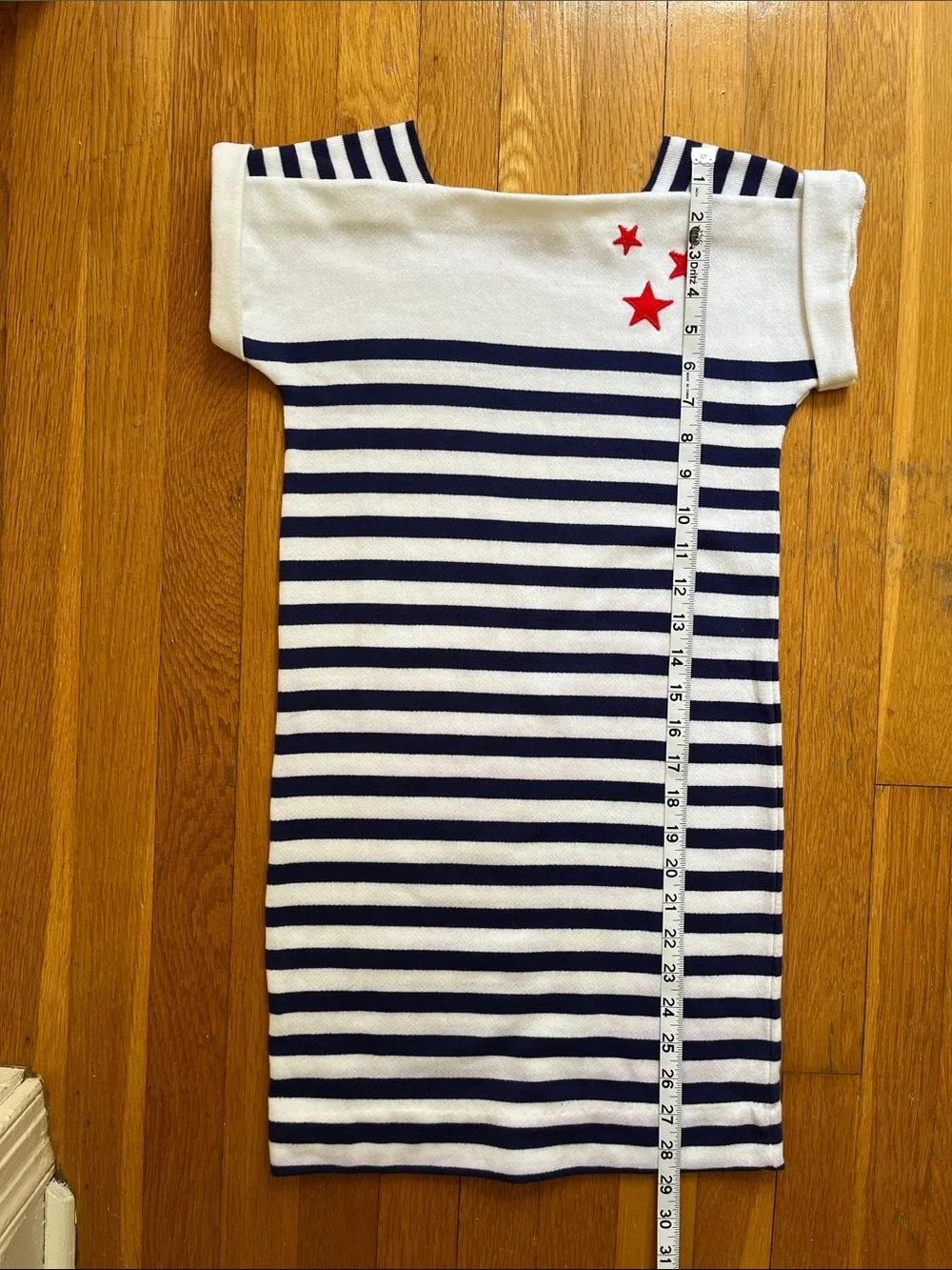 80s Vintage Girls Nautical Stars & Stripes Sun Dress Size 10 - 12